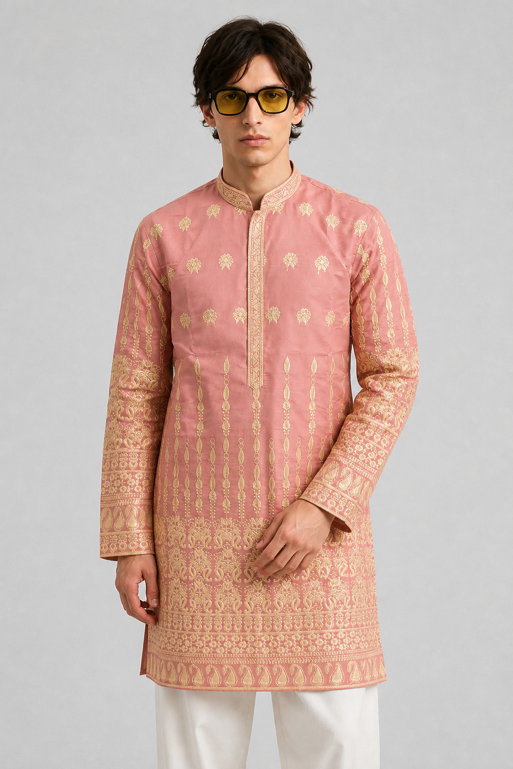 Zari Embroidered Silk Blend Kurta