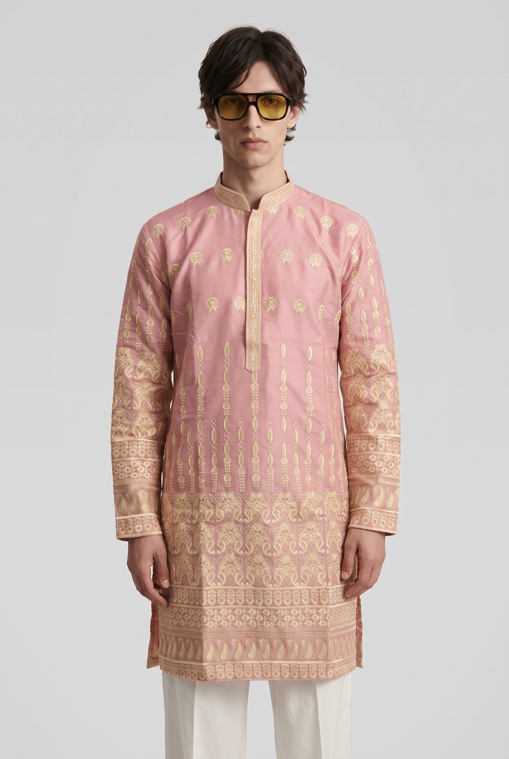 Zari Embroidered Silk Blend Kurta