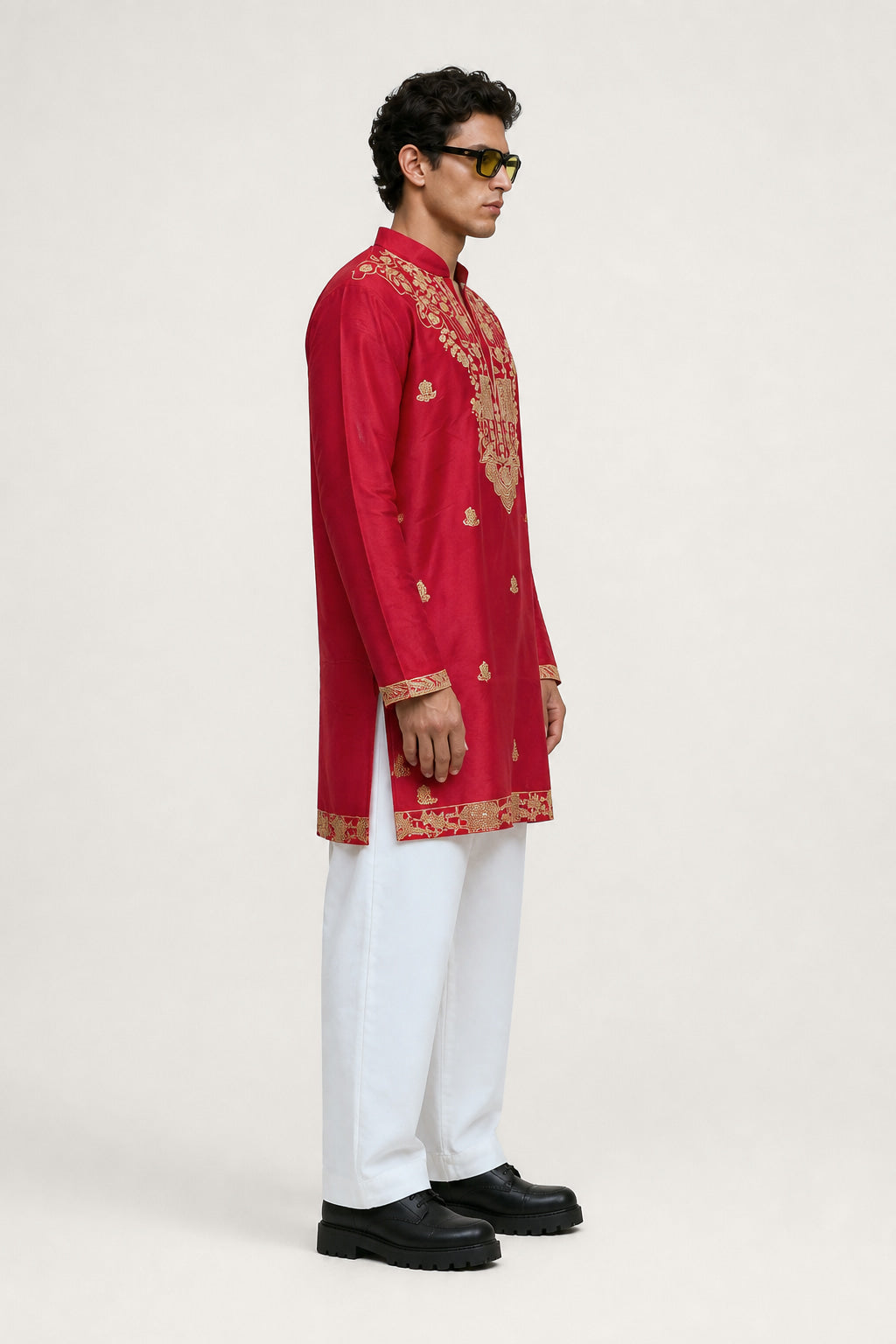 Red Zari Heritage Kurta
