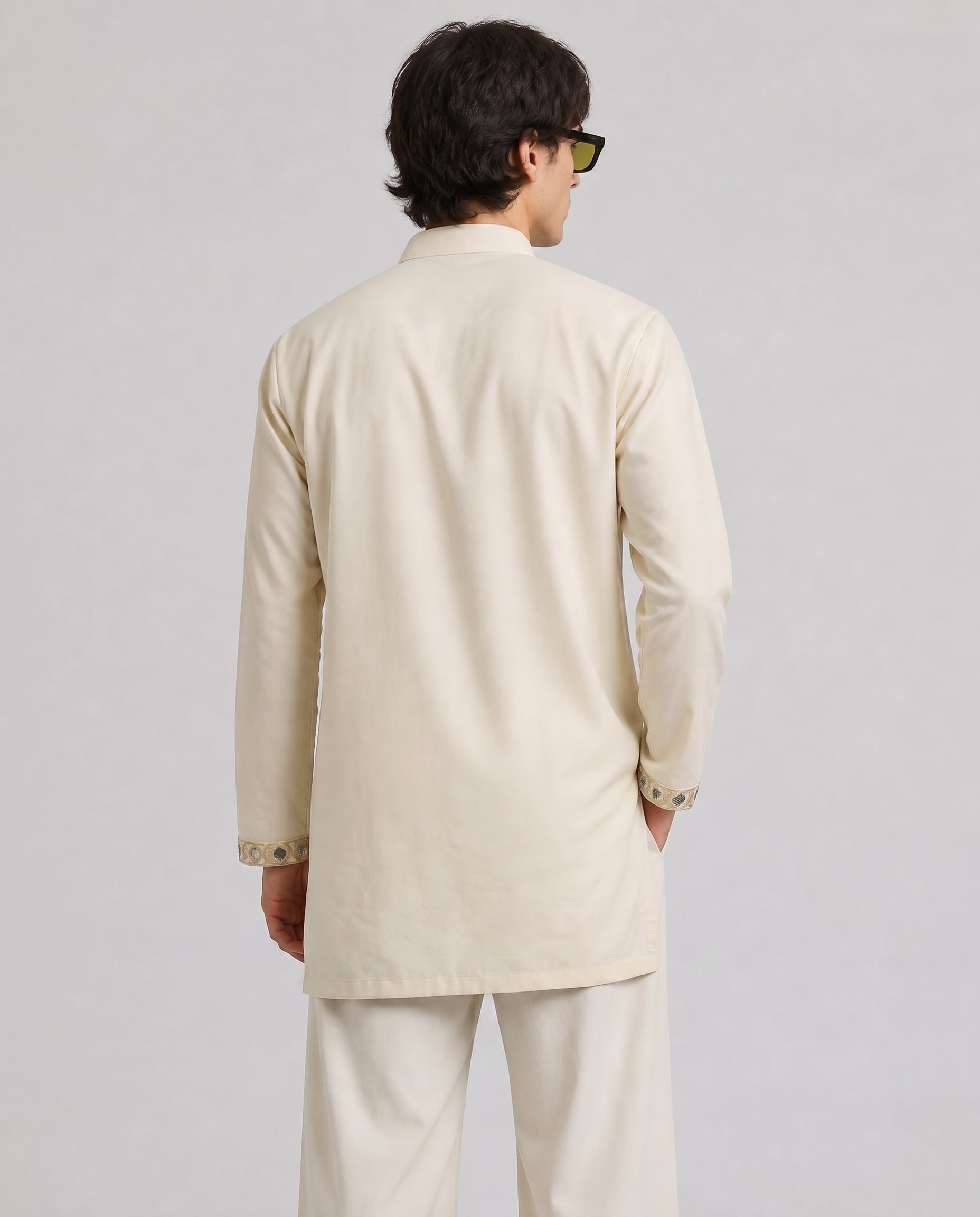 Men's ivory kurta set styled for wedding, Aurelia by PSTL CLO