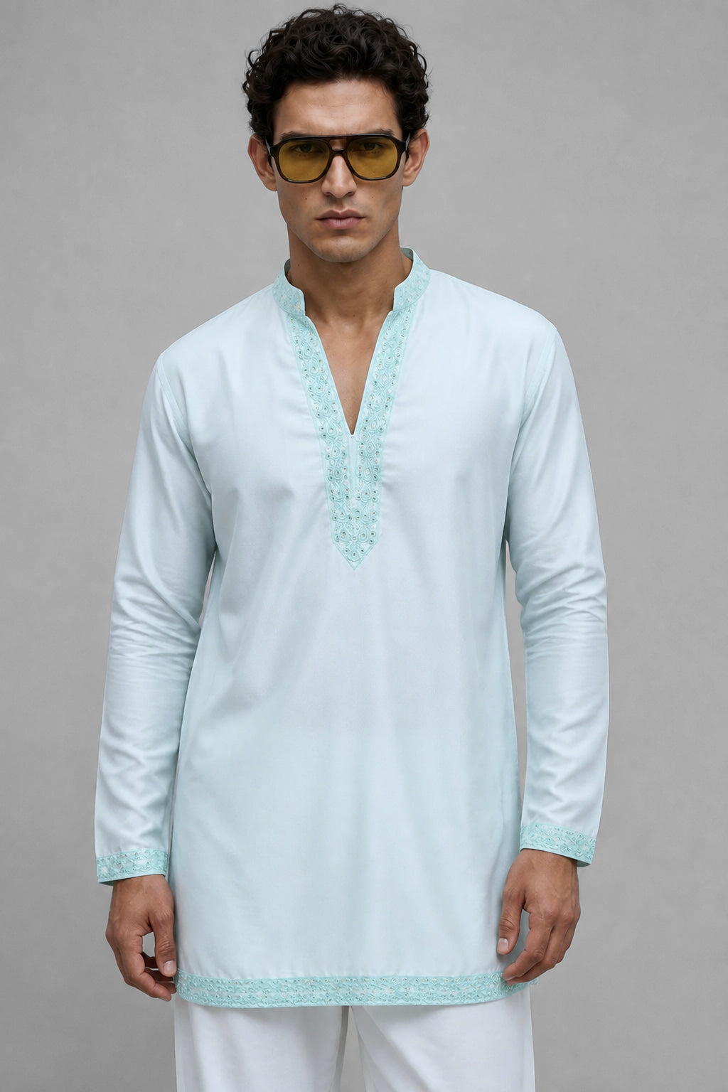 Aqua Frost Embroidered Kurta