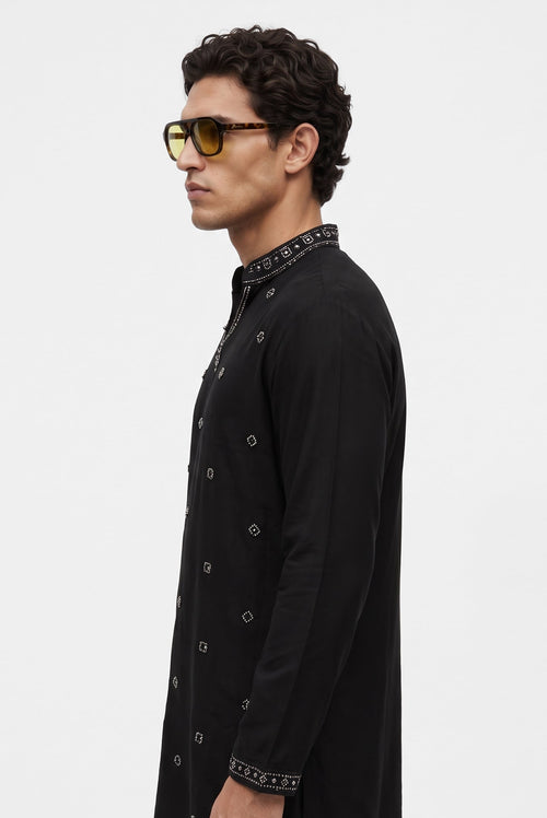 PSTL CLO Noir Éclat Kurta Set - alternate view 3, festive wedding wear for men