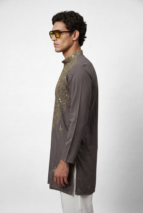 Ashen Royale Embroidered Kurta