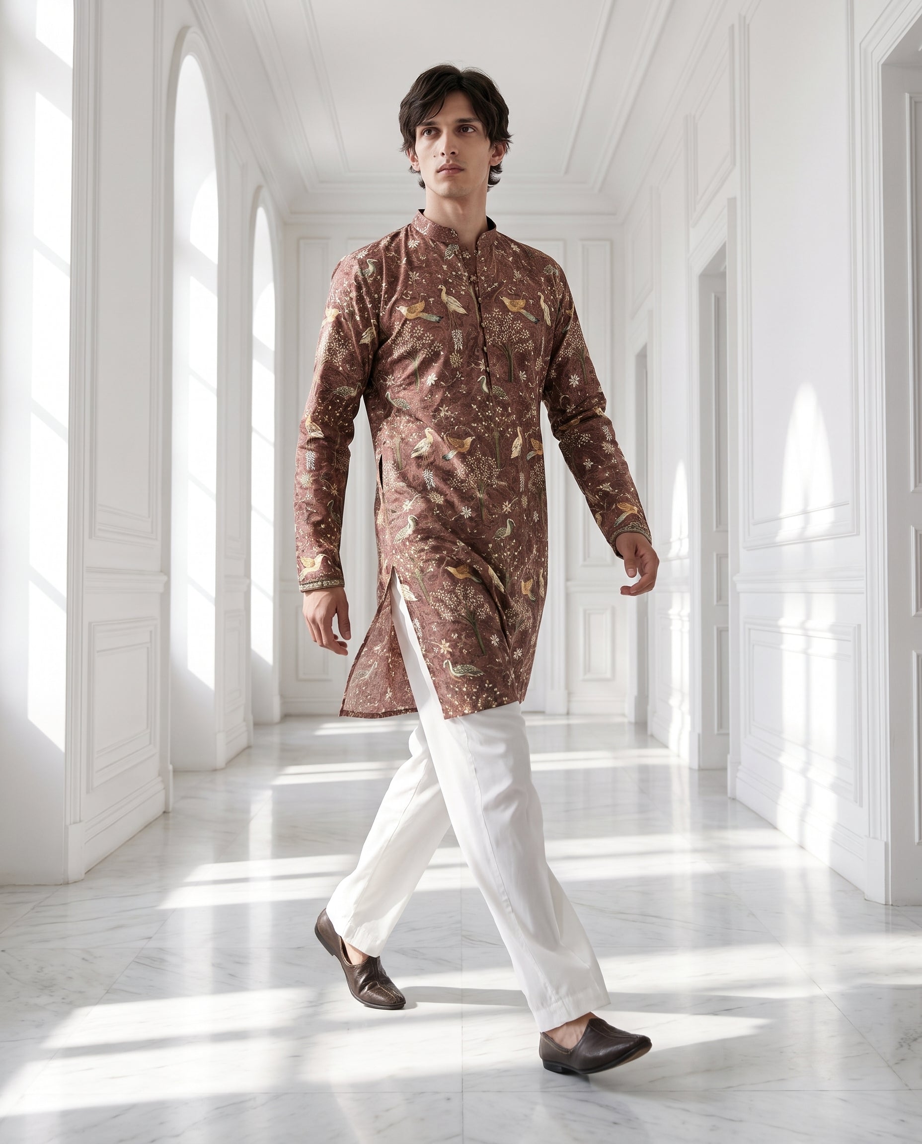 Floral and Bird Print Kurta