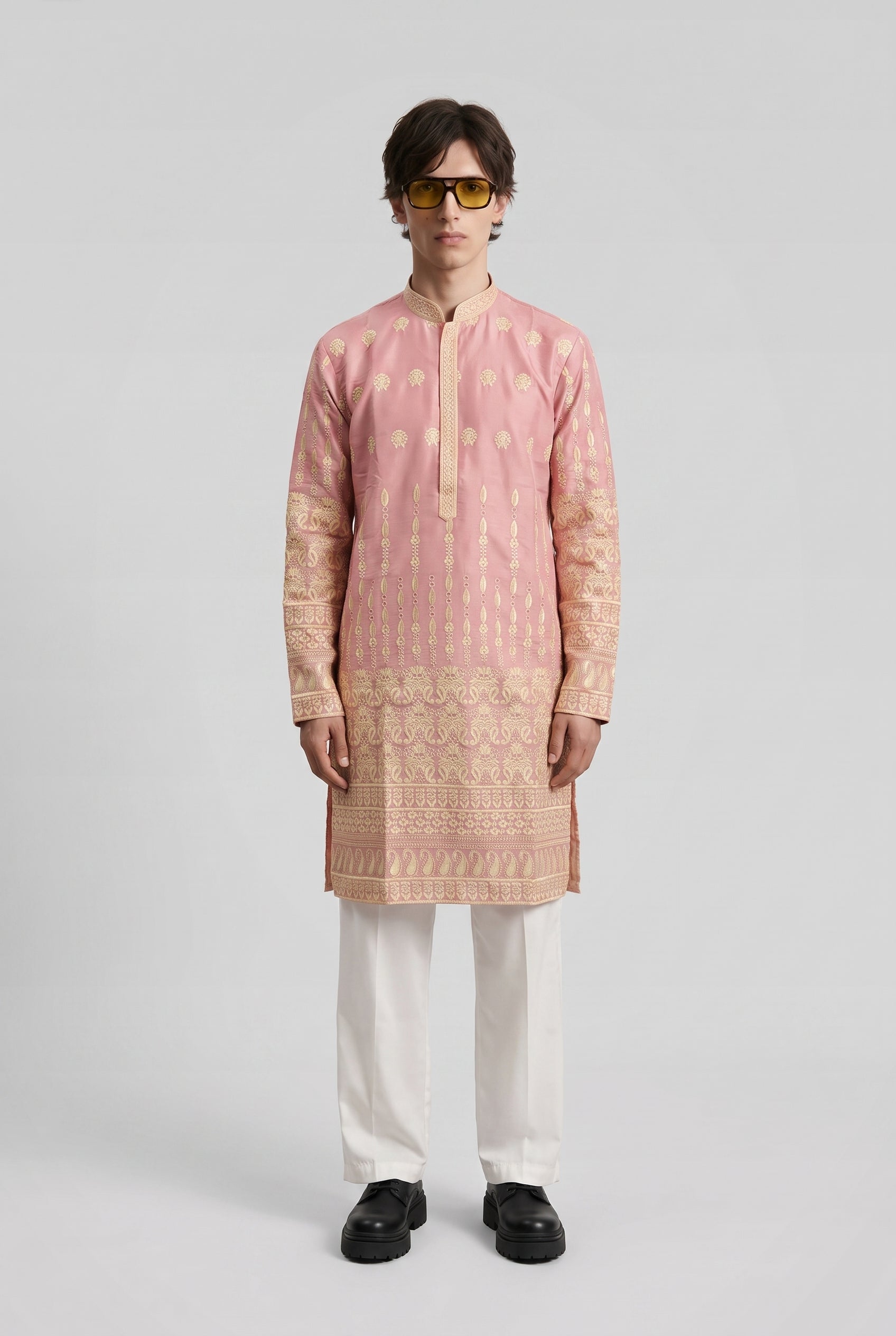 Zari Embroidered Silk Blend Kurta