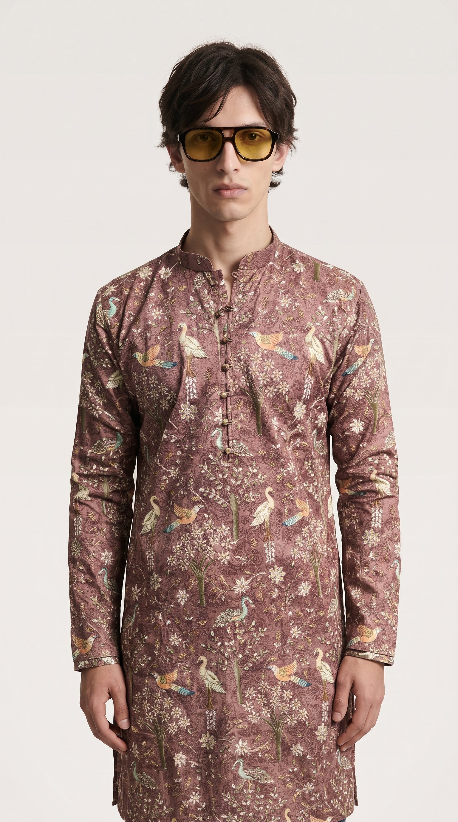 Floral and Bird Print Kurta