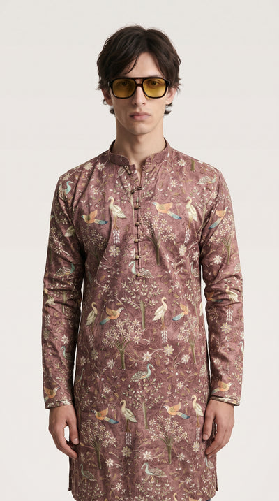 Floral and Bird Print Kurta