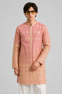 Zari Embroidered Silk Blend Kurta