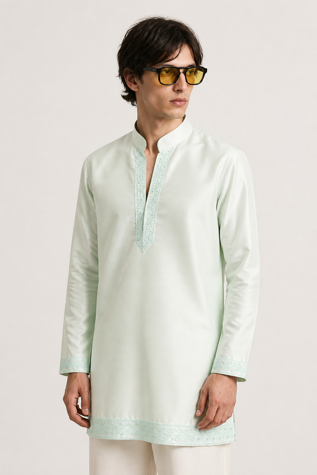 Mirror Work V Neck Kurta