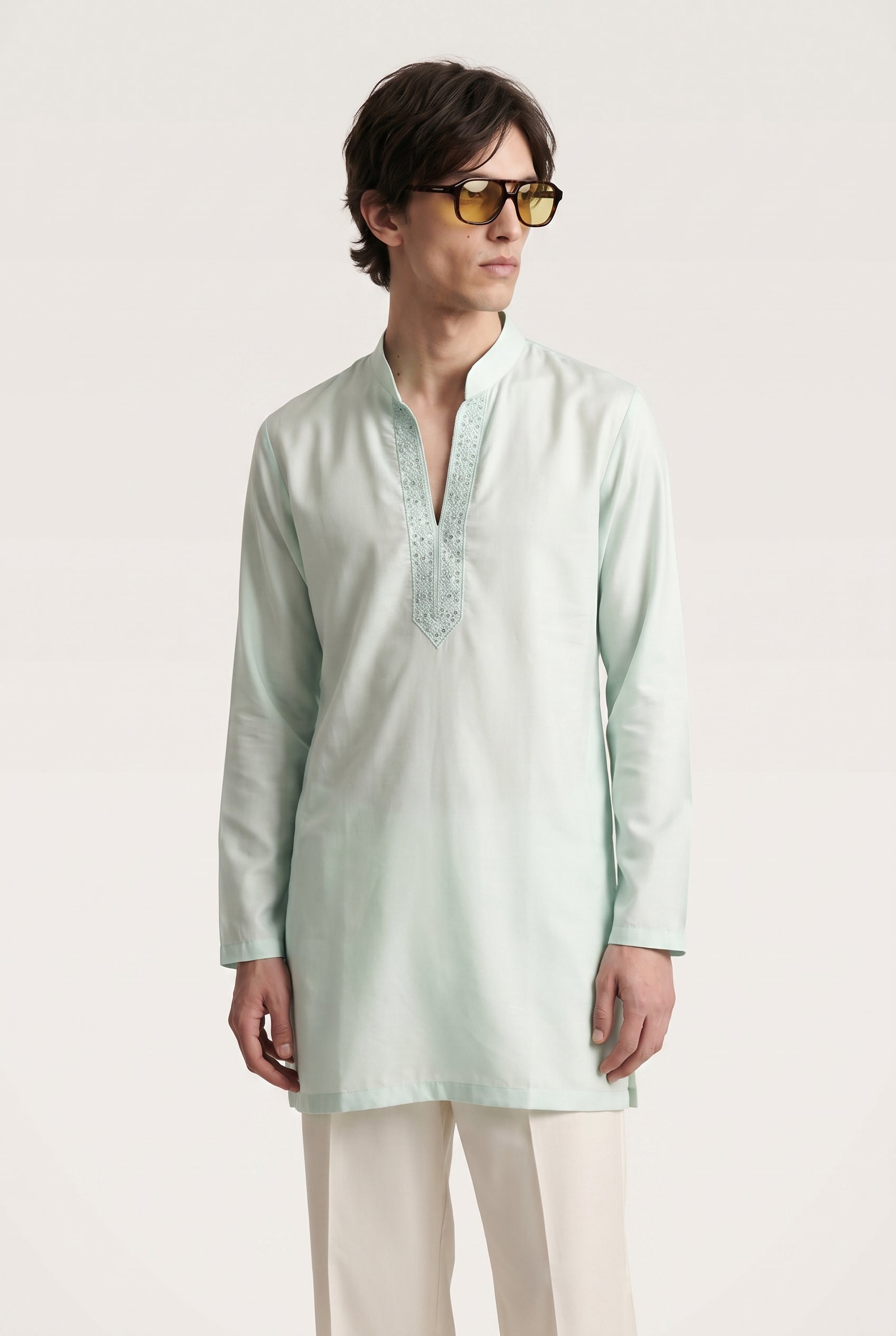 Mirror Work V Neck Kurta