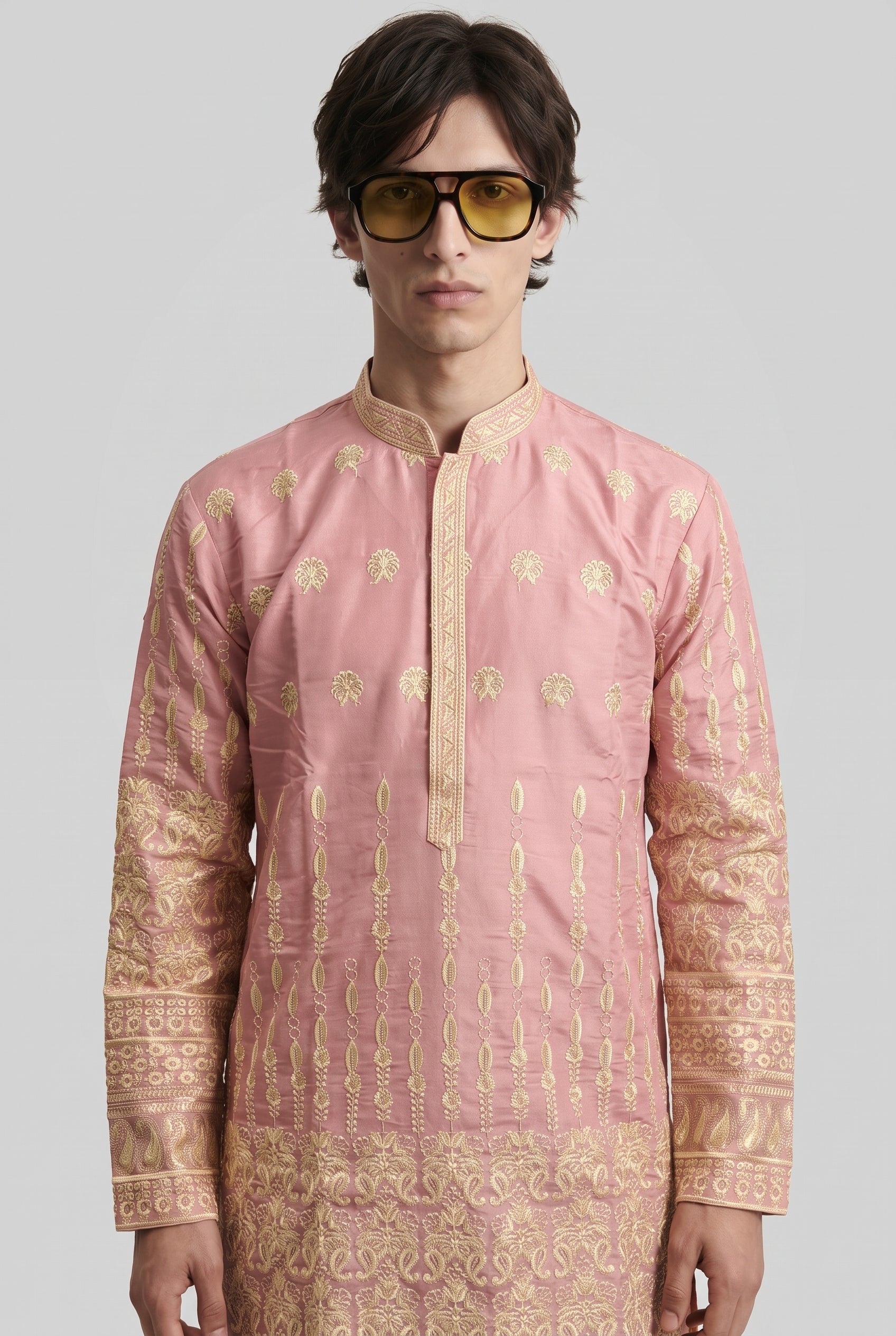 Zari Embroidered Silk Blend Kurta