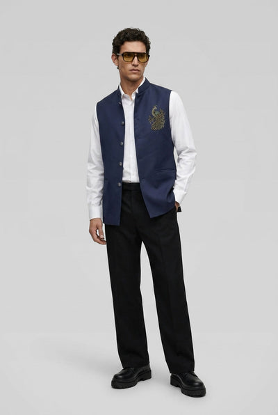 PSTL CLO Midnight Ocean Crystal-Beaded Waistcoat - full length styled look