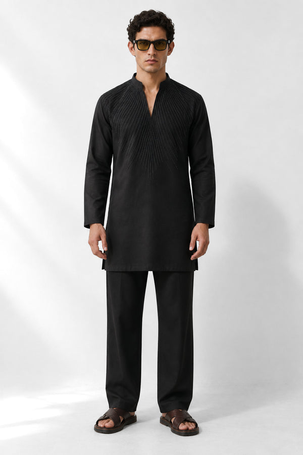 PSTL CLO Noir Élan Kurta Set - alternate view 1, festive wedding wear for men