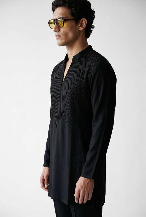 PSTL CLO Noir Élan Kurta Set - alternate view 3, festive wedding wear for men