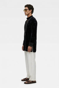 PSTL CLO Noir Velour Royale Kurta Set - view 6, festive wedding wear for men