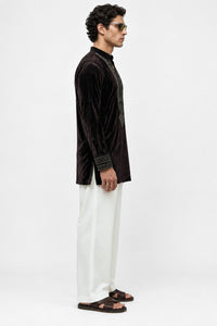 PSTL CLO Noir Velour Royale Kurta Set - view 4, festive wedding wear for men
