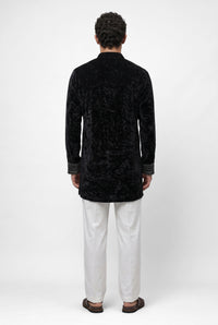 PSTL CLO Noir Velour Royale Kurta Set - view 5, festive wedding wear for men