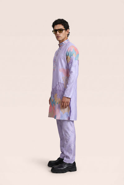 PSTL CLO Aura Lavender Abstract Embroidered Kurta Set - line-art embroidery detail