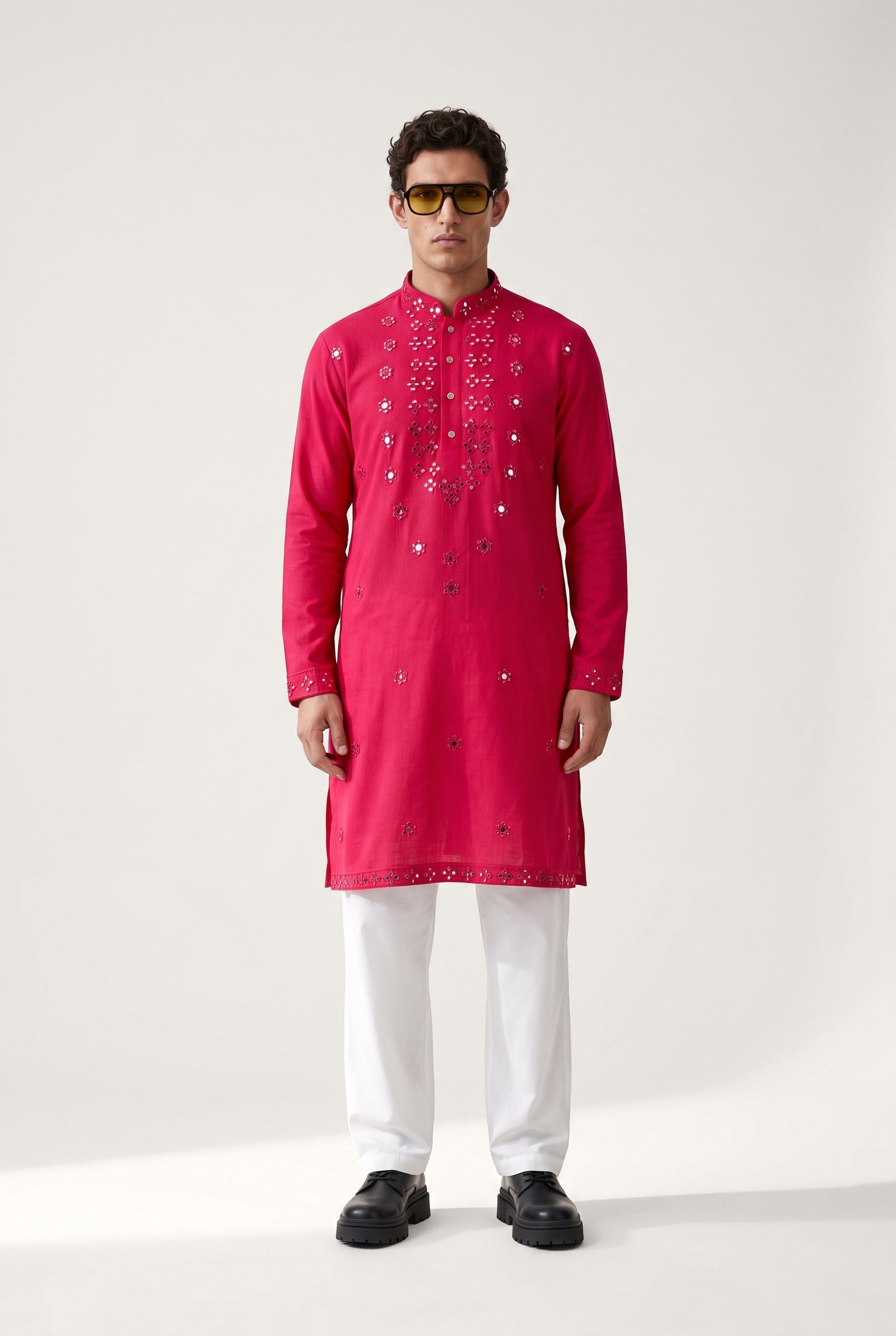 Riva Ruby Mirrorwork Kurta Set { mid length }