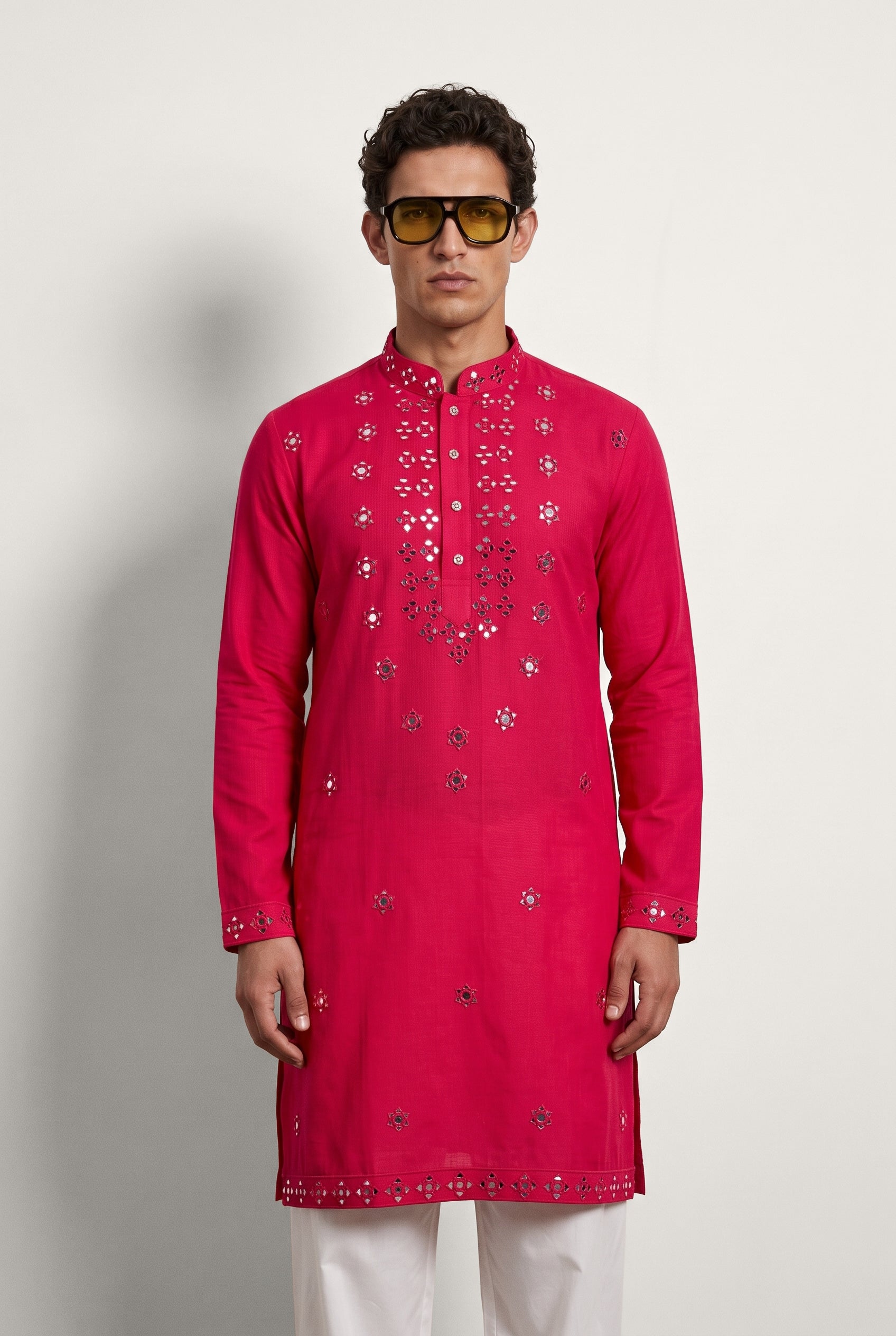 Riva Ruby Mirrorwork Kurta Set { mid length }