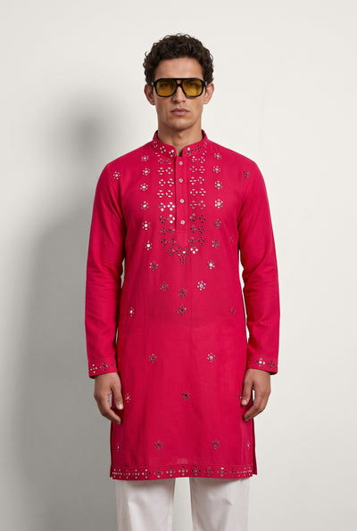 Riva Ruby Mirrorwork Kurta Set { mid length }