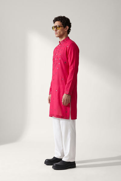 Riva Ruby Mirrorwork Kurta Set { mid length }