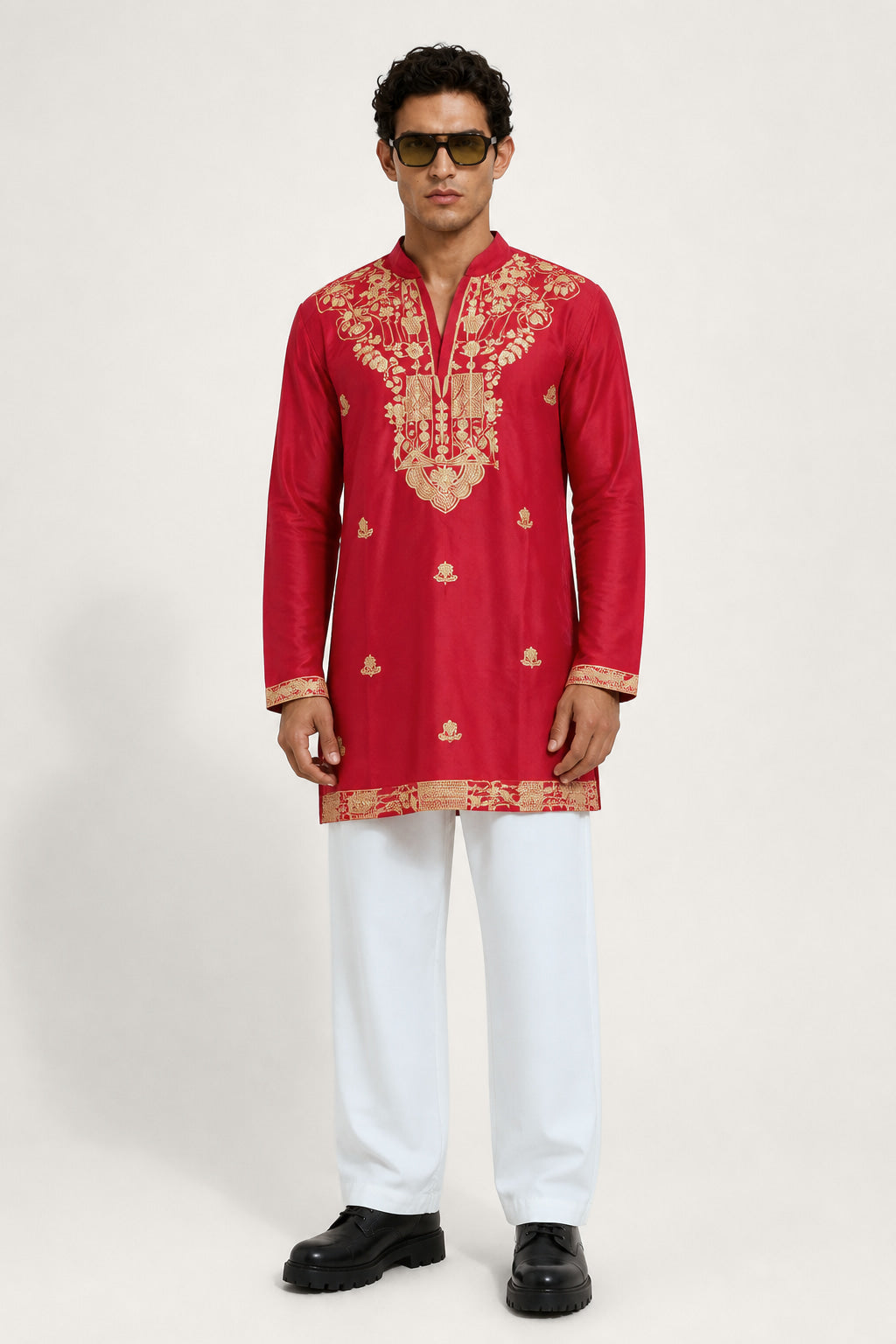 Red Zari Heritage Kurta