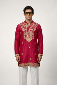 Red Zari Heritage Kurta