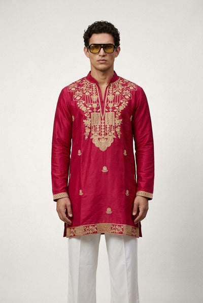 Red Zari Heritage Kurta