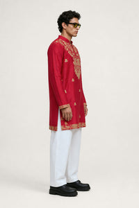 Red Zari Heritage Kurta