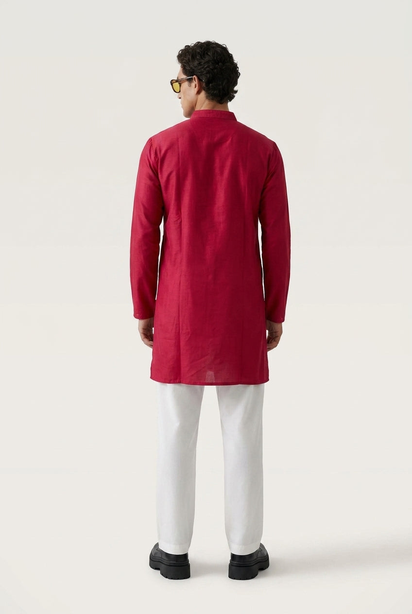 Red Zari Heritage Kurta