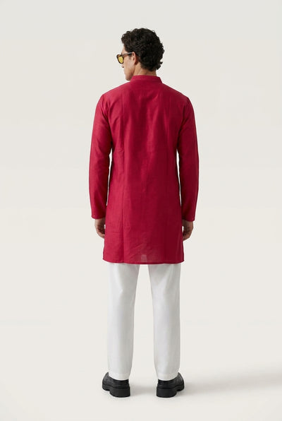 Red Zari Heritage Kurta