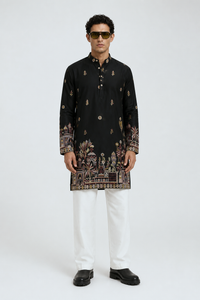 Noir Heritage Embroidered Kurta With Stole