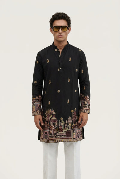 Noir Heritage Embroidered Kurta With Stole