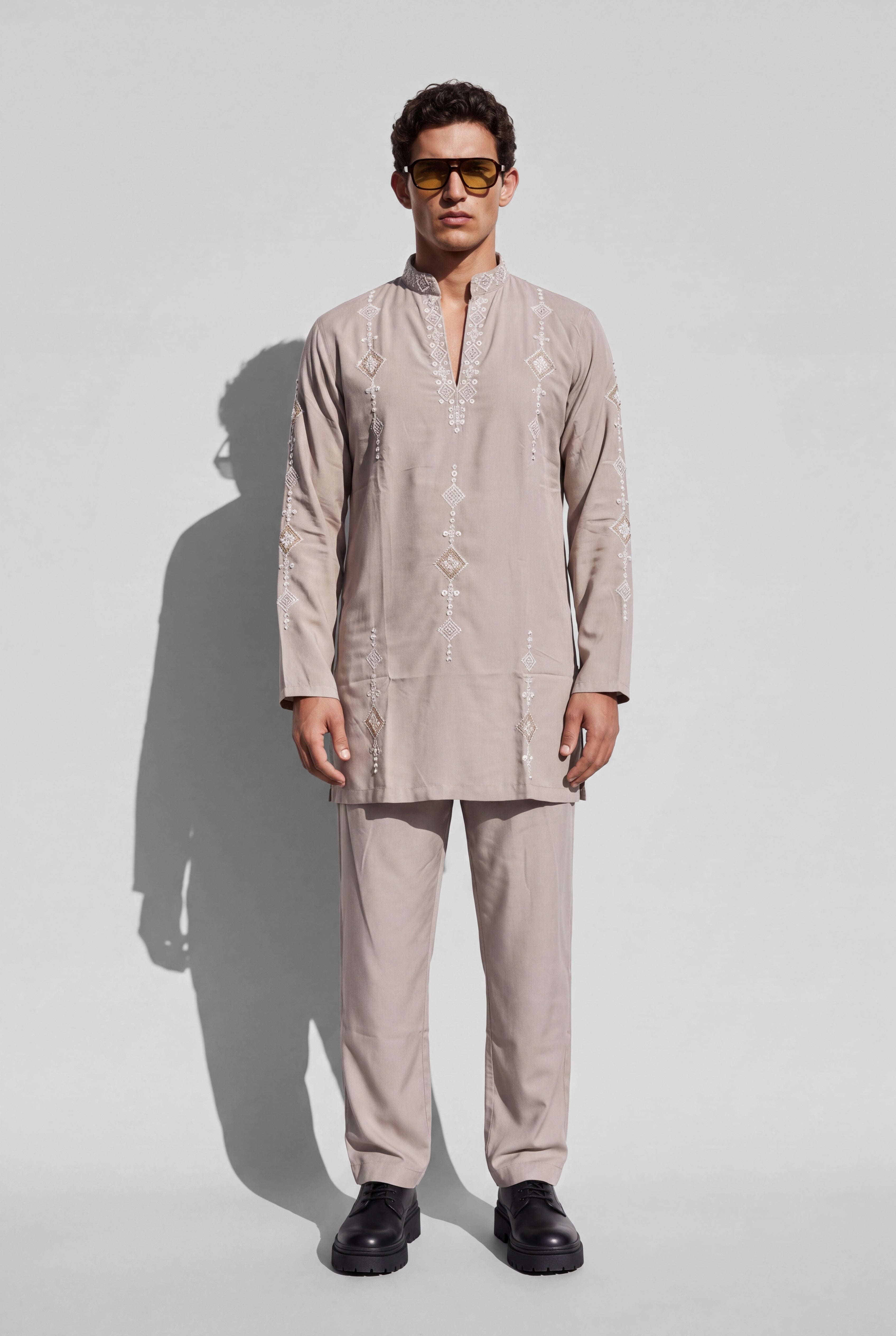 SOVEREIGN TAUPE — Embroidered Kurta Set