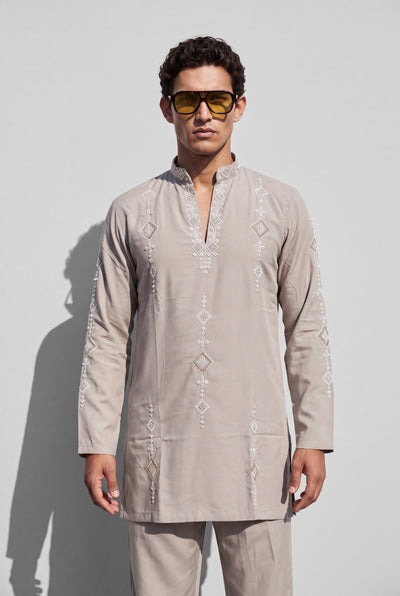 SOVEREIGN TAUPE — Embroidered Kurta Set