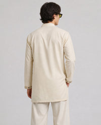 Men's ivory kurta set styled for wedding, Aurelia by PSTL CLO