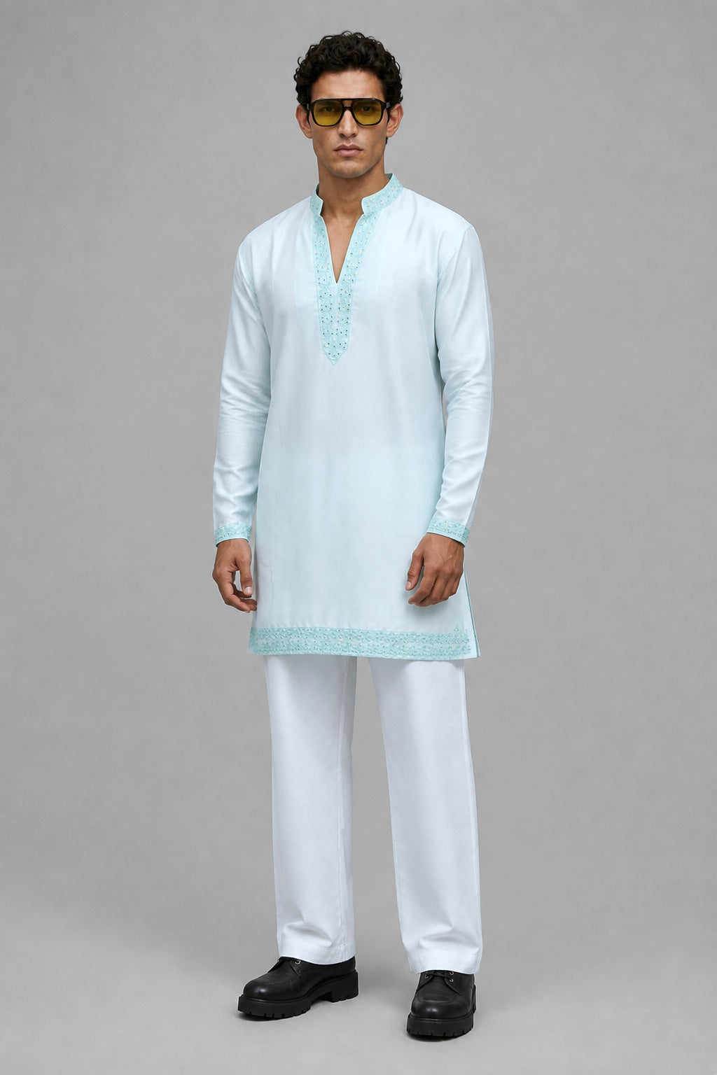 Aqua Frost Embroidered Kurta