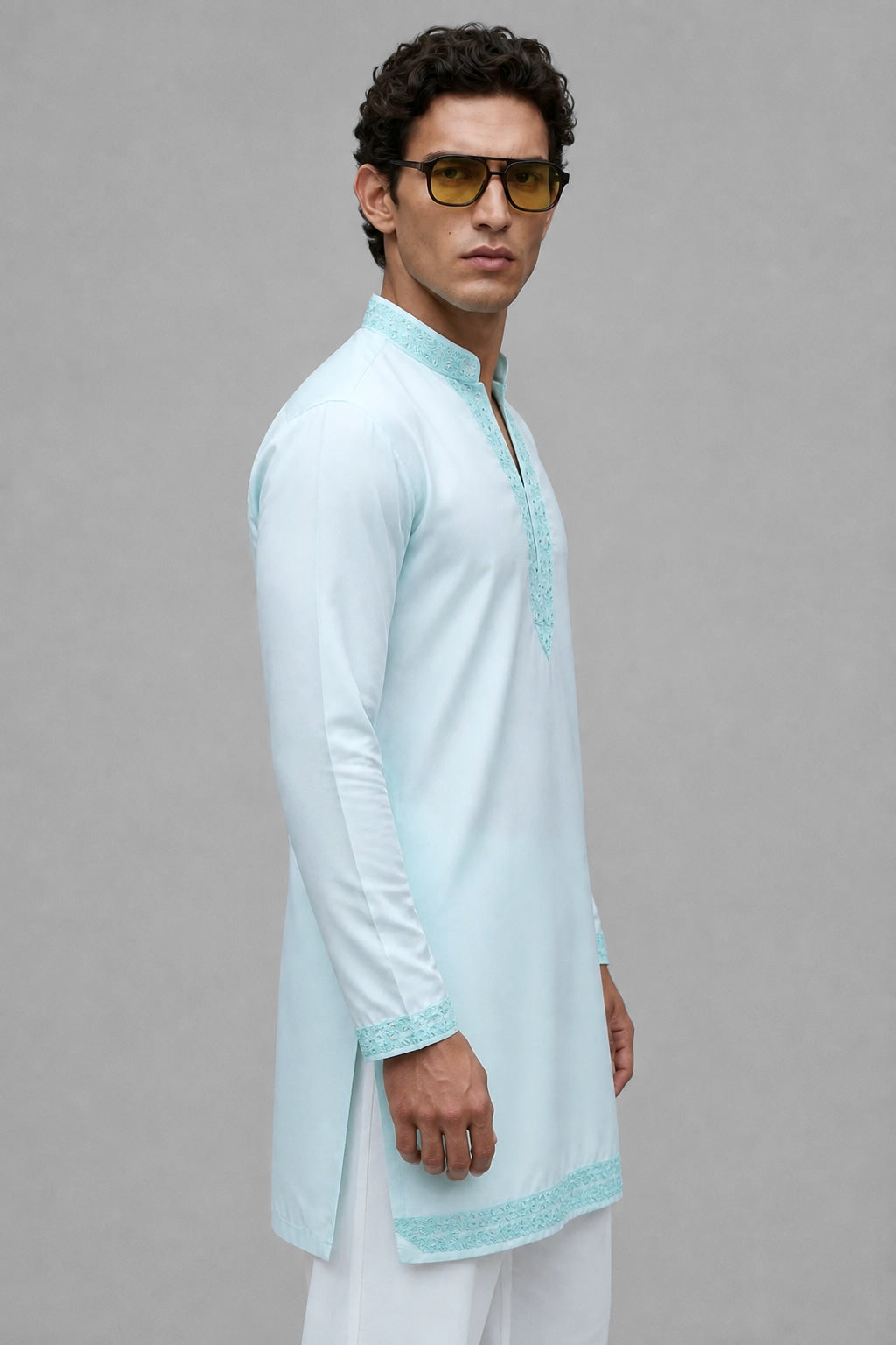Aqua Frost Embroidered Kurta