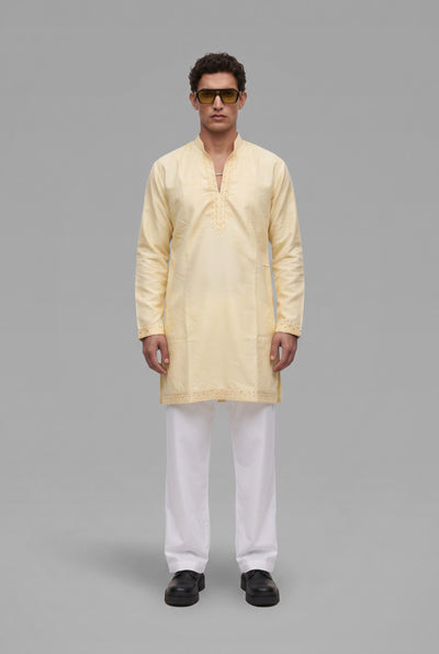 Lemon Butter Chikankari short kurta