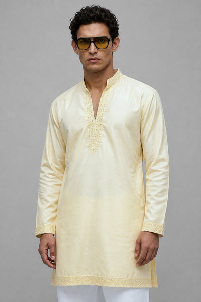 Lemon Butter Chikankari short kurta