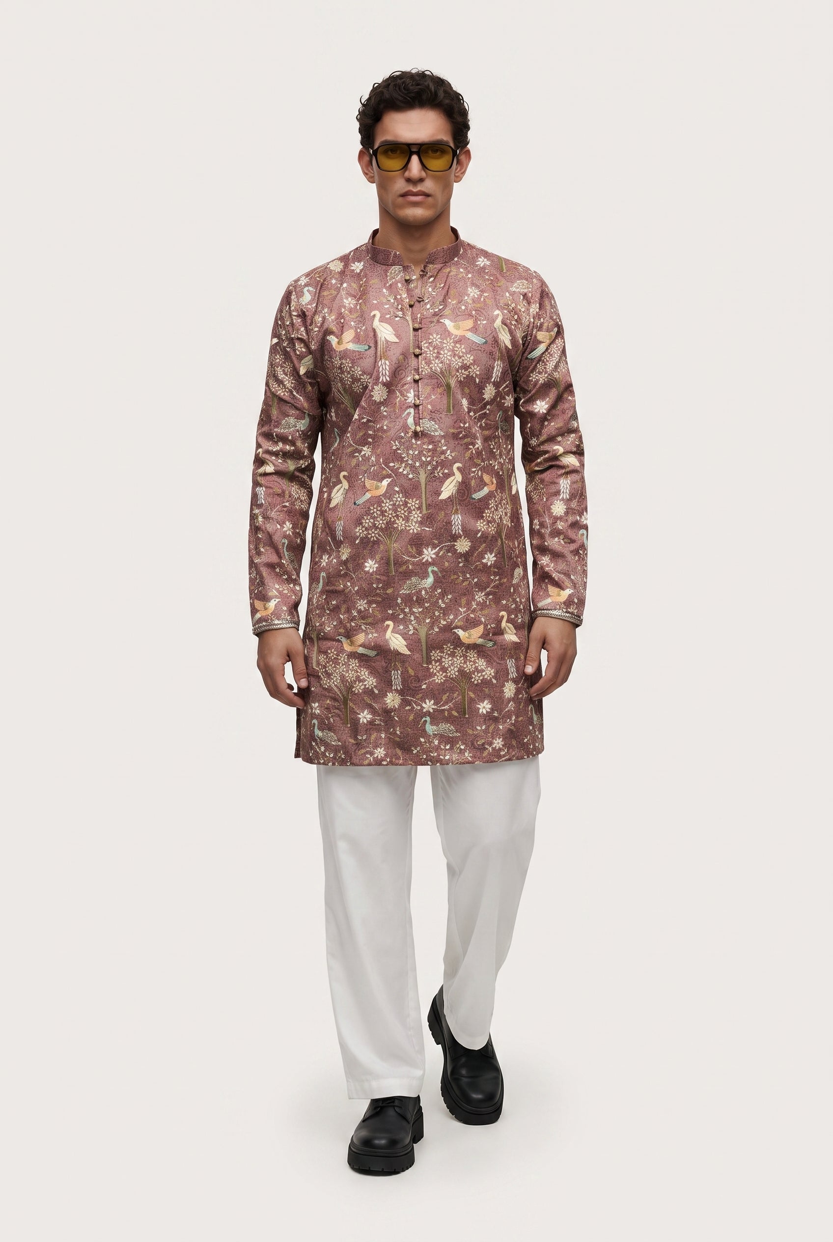 Dusty Rose Embroidered Garden Kurta