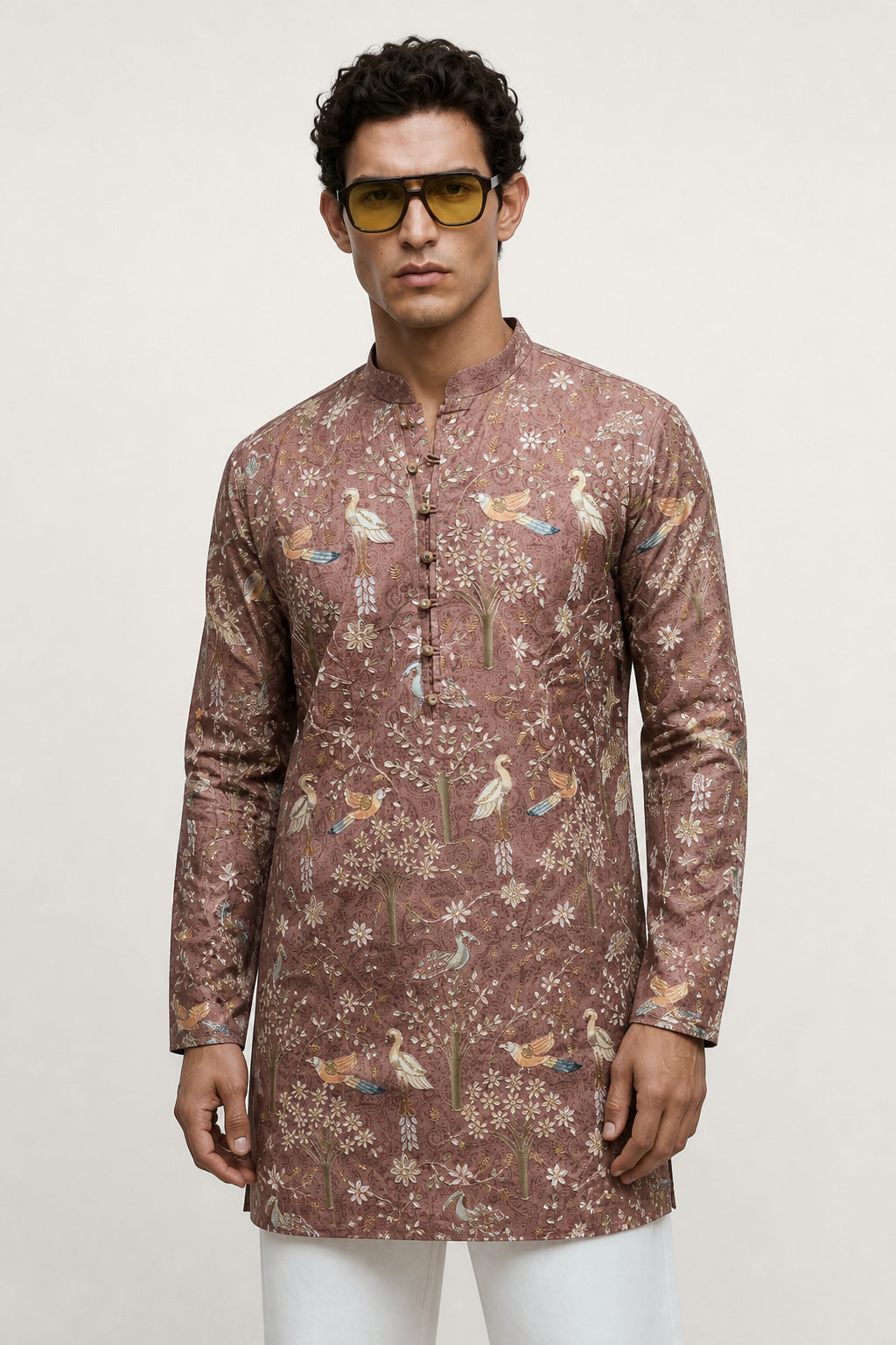 Dusty Rose Embroidered Garden Kurta