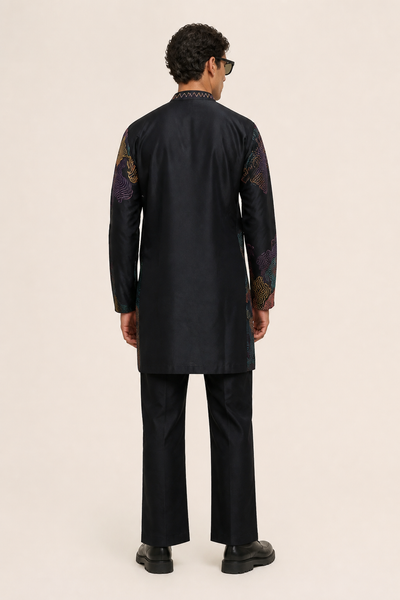 PSTL CLO Aura Midnight Abstract Embroidered Short Kurta with pants - back view