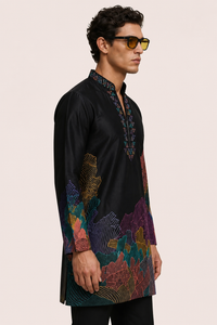 PSTL CLO Aura Midnight Abstract Embroidered Short Kurta with pants - close view of pants