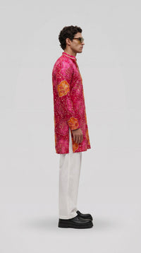 PSTL CLO Gulnaar Embroidered Cotton Kurta - close-up floral embroidery detail