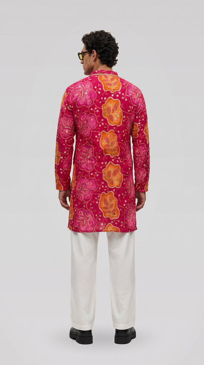 PSTL CLO Gulnaar Embroidered Cotton Kurta - side view on model
