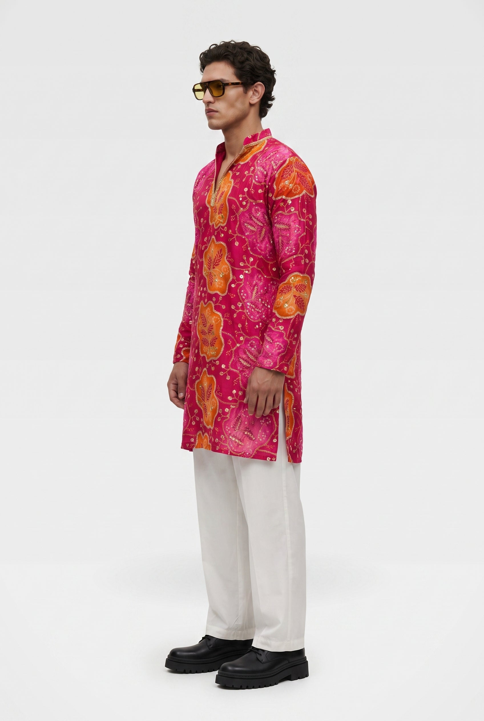 PSTL CLO Gulnaar Embroidered Cotton Kurta - full length styled look