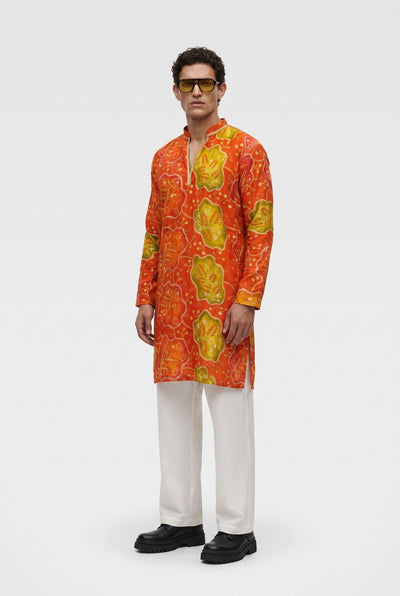 PSTL CLO Rangrez Kurta - front view, festive Haldi wedding wear for men