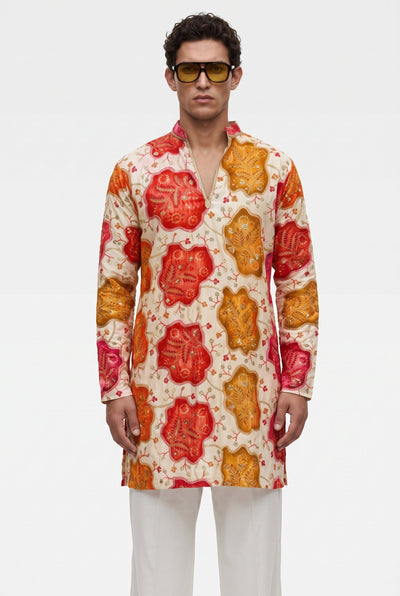 PSTL CLO Gulrang Festive Kurta - close-up floral sequin embroidery detail